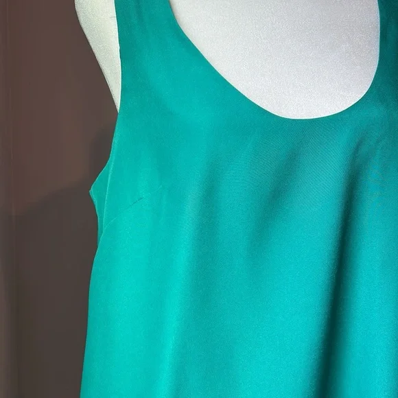 New J. Crew Factory Emerald Green Twist Back Racerback Shift Tank Dress Size 10 - Picture 7 of 8